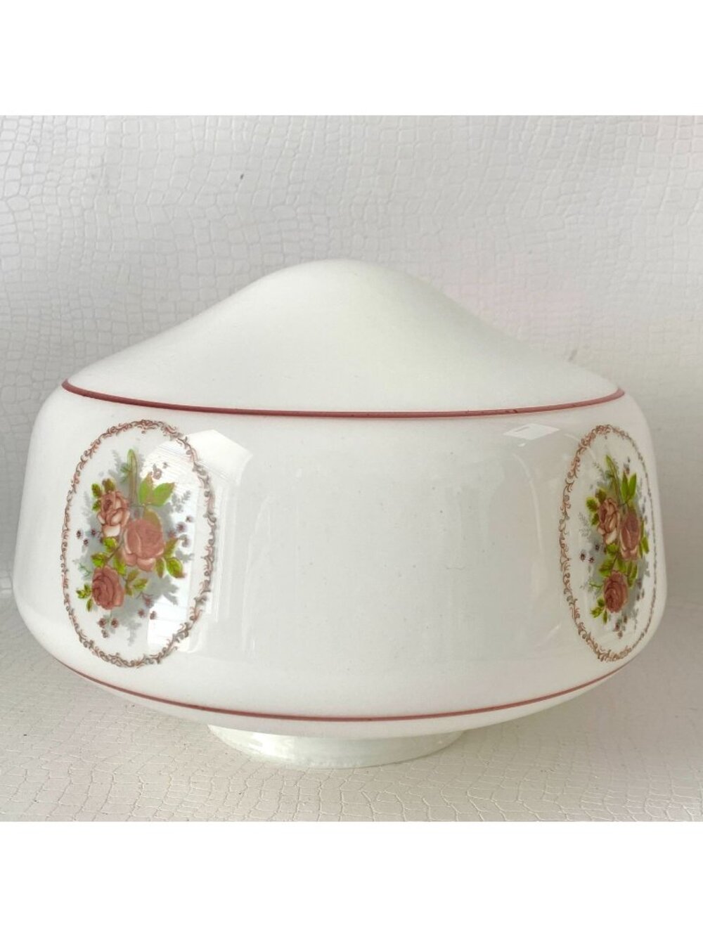 Vintage Ceiling Light Shade Glass White Floral Replacement Fitter